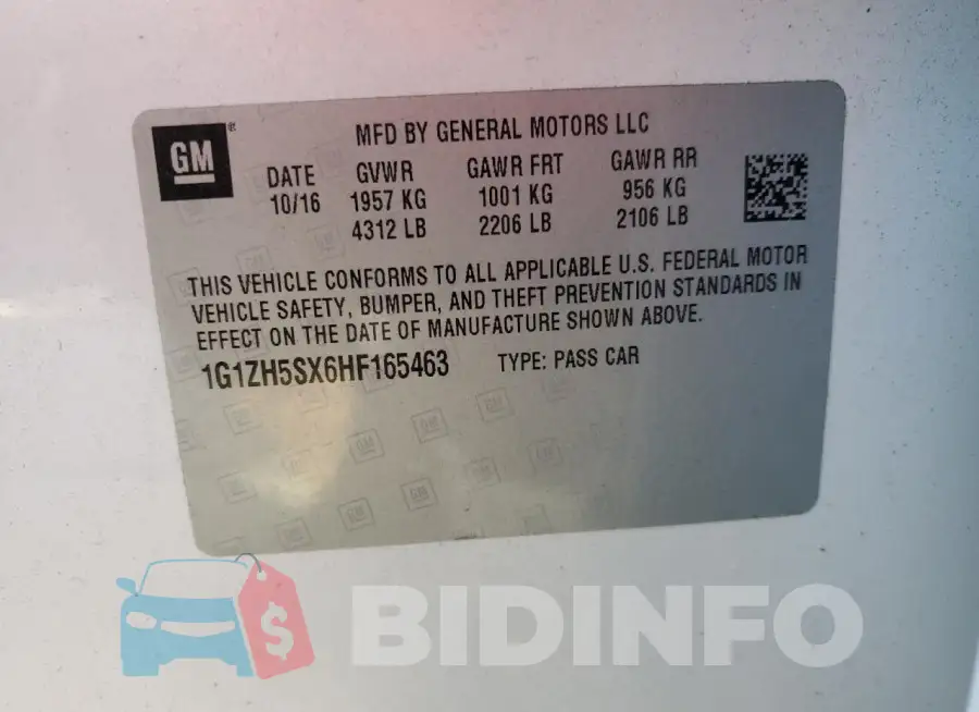 1G1ZH5SX6HF165463 Photo# 13