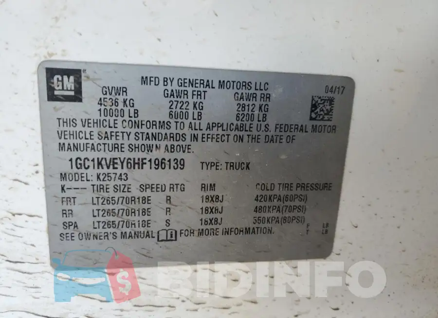 1GC1KVEY6HF196139 Photo# 12