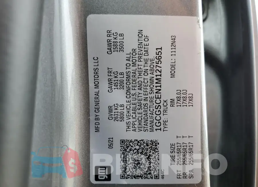 1GCGSCEN1M1275651 Photo# 12