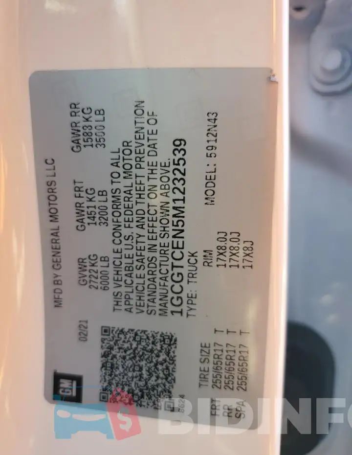1GCGTCEN5M1232539 Photo# 12