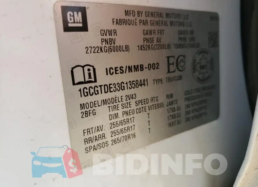 1GCGTDE33G1358441 Photo# 12