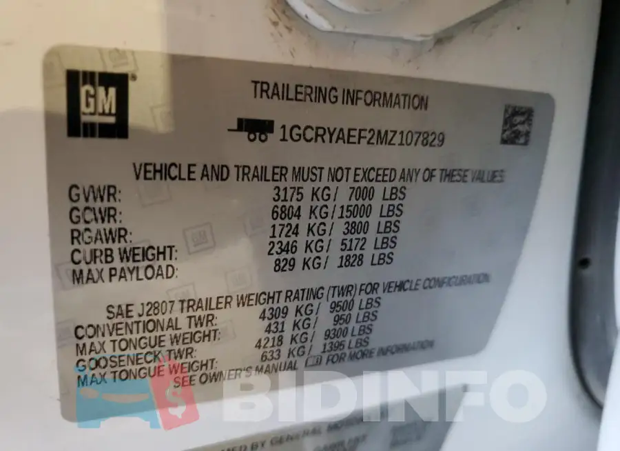 1GCRYAEF2MZ107829 Photo# 12