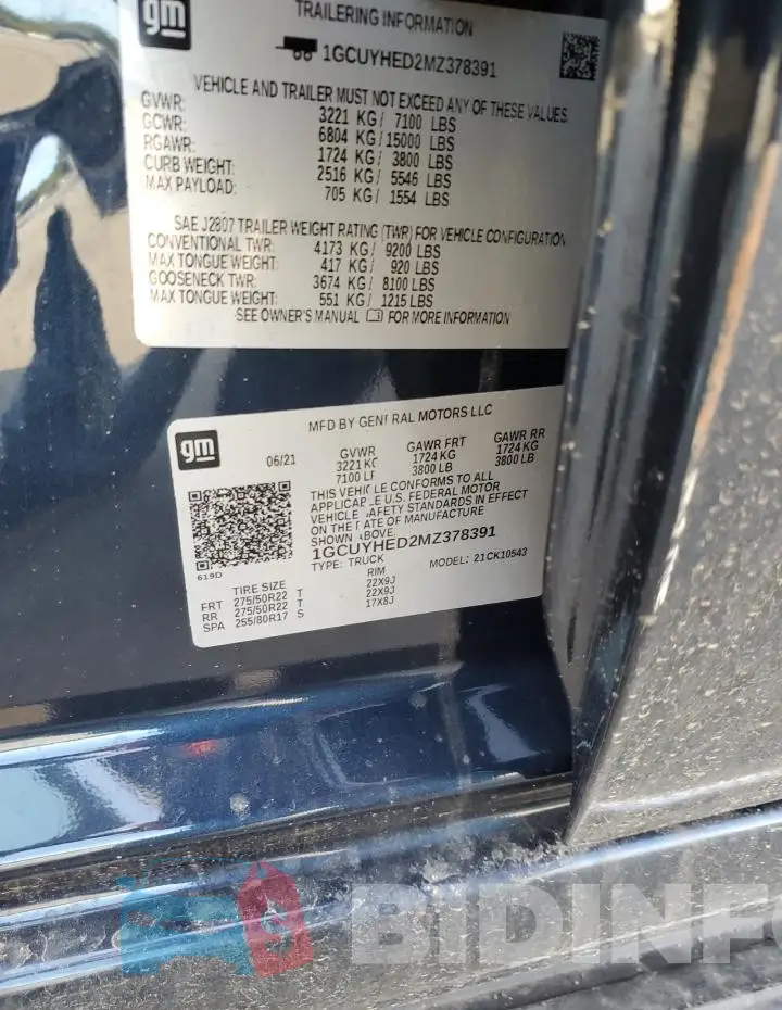 1GCUYHED2MZ378391 Photo# 12