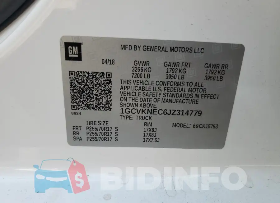 1GCVKNEC6J2314779 Photo# 12