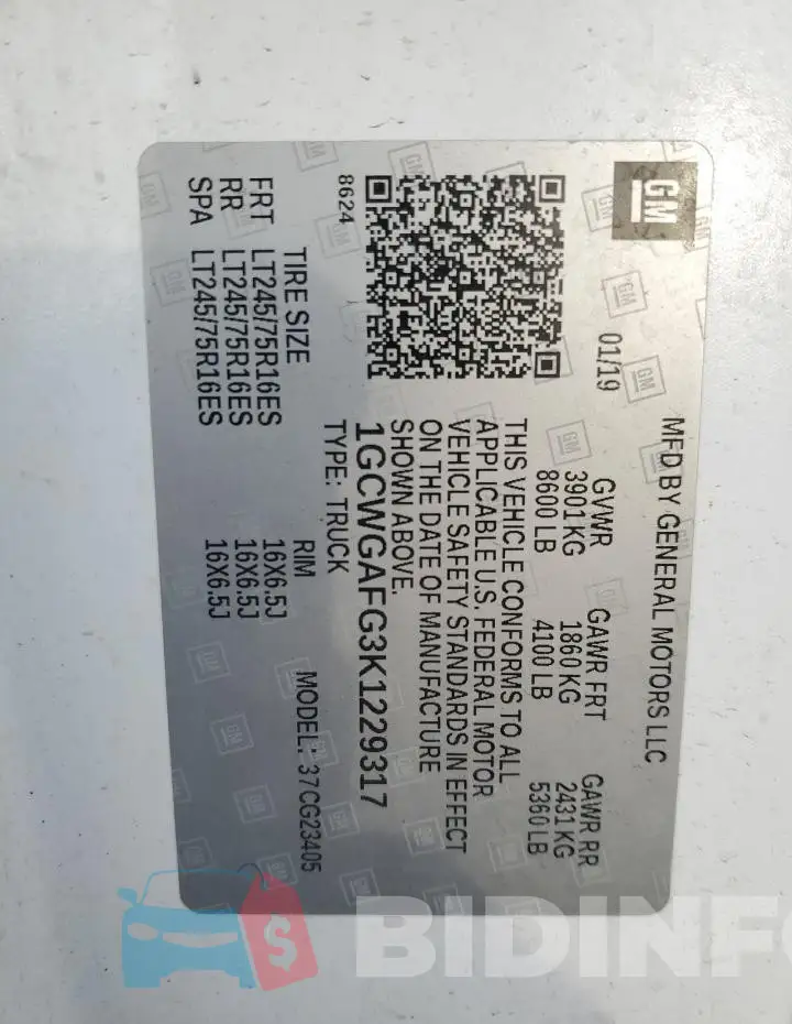 1GCWGAFG3K1229317 Photo# 13