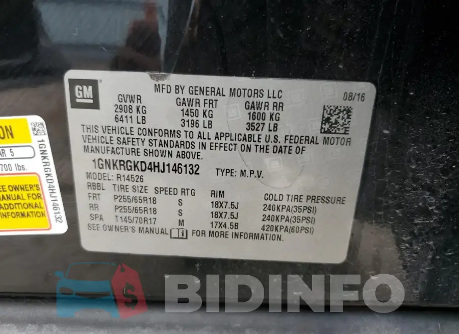 1GNKRGKD4HJ146132 Photo# 12