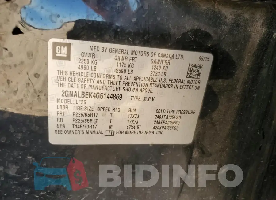 2GNALBEK4G6144869 Photo# 13