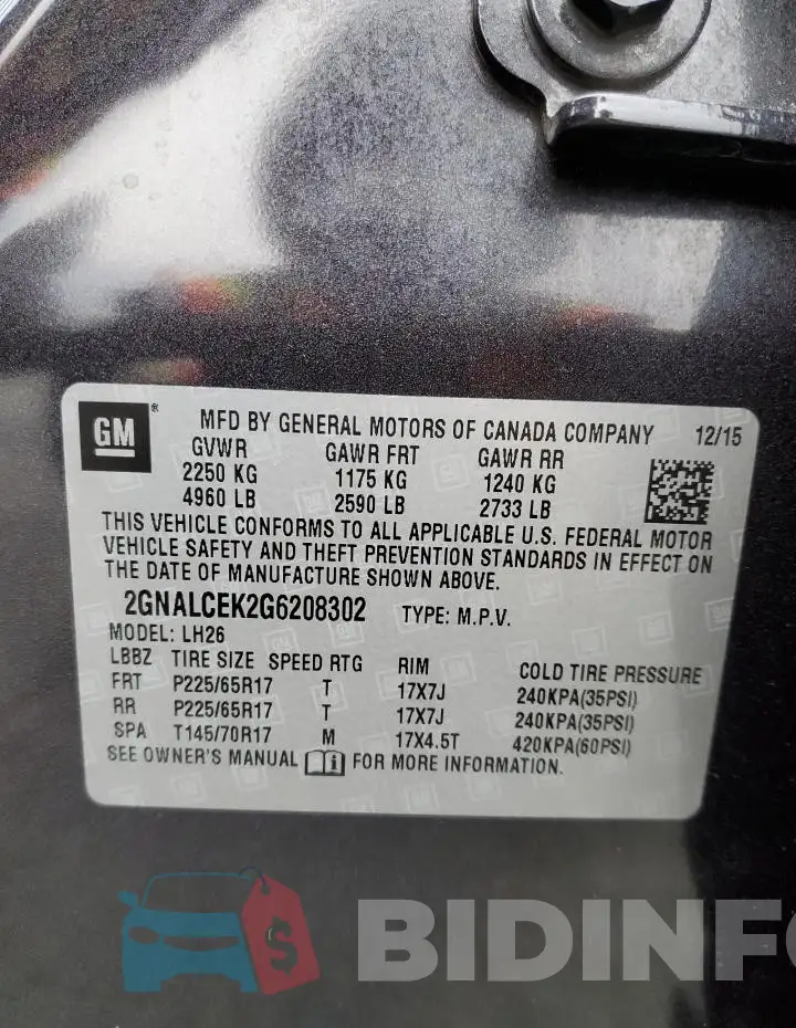2GNALCEK2G6208302 Photo# 13