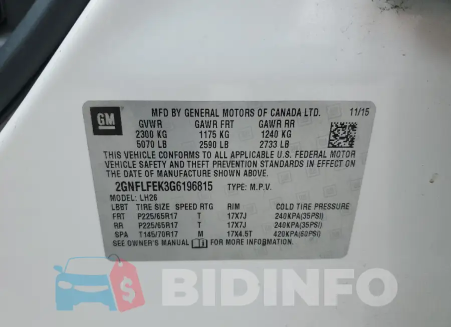 2GNFLFEK3G6196815 Photo# 13