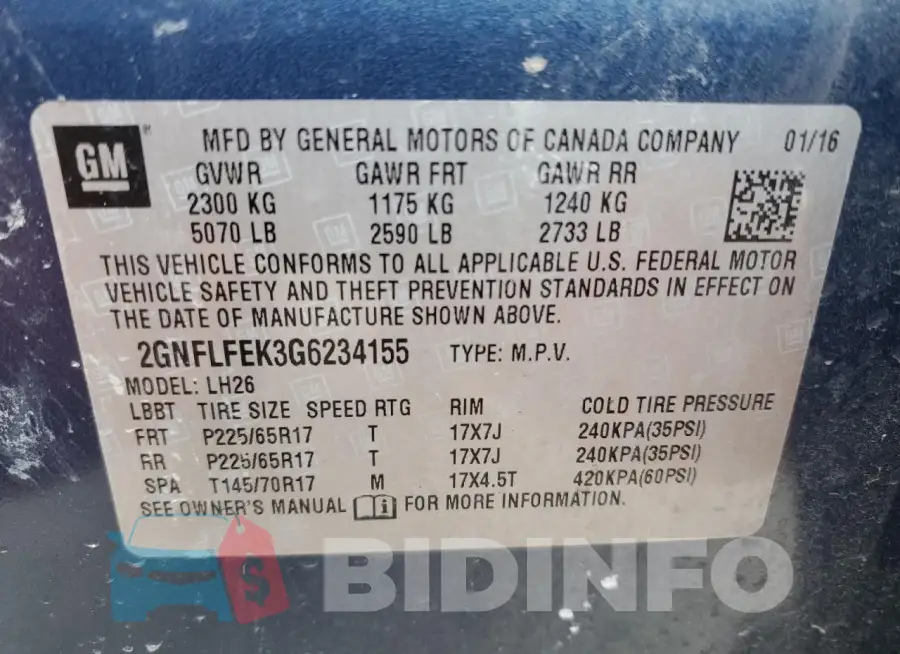 2GNFLFEK3G6234155 Photo# 13