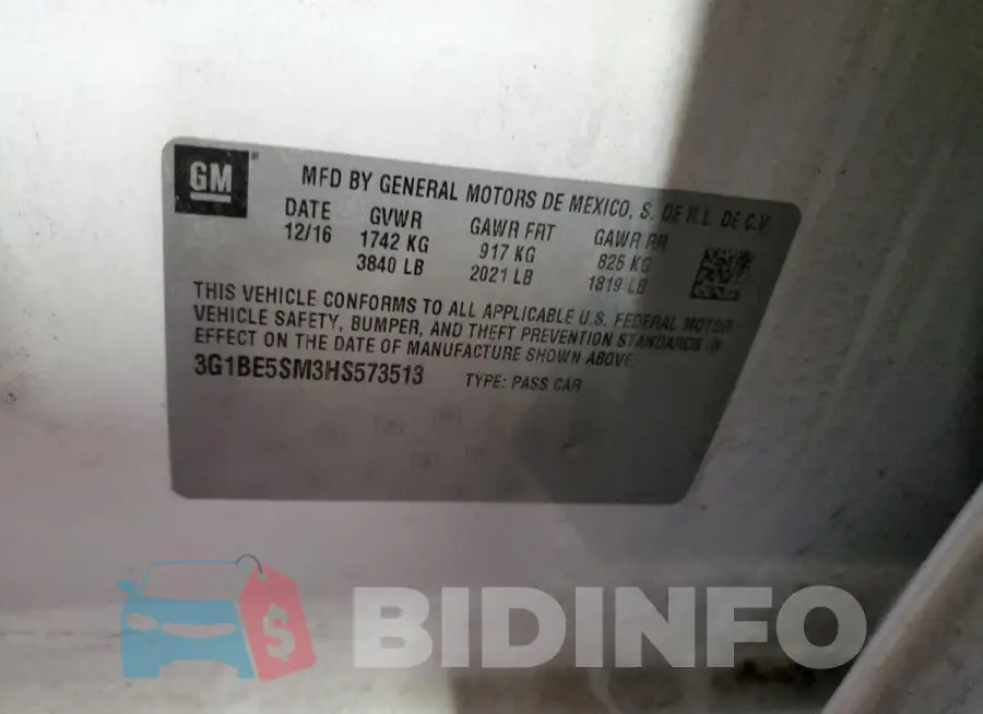 3G1BE5SM3HS573513 Photo# 12
