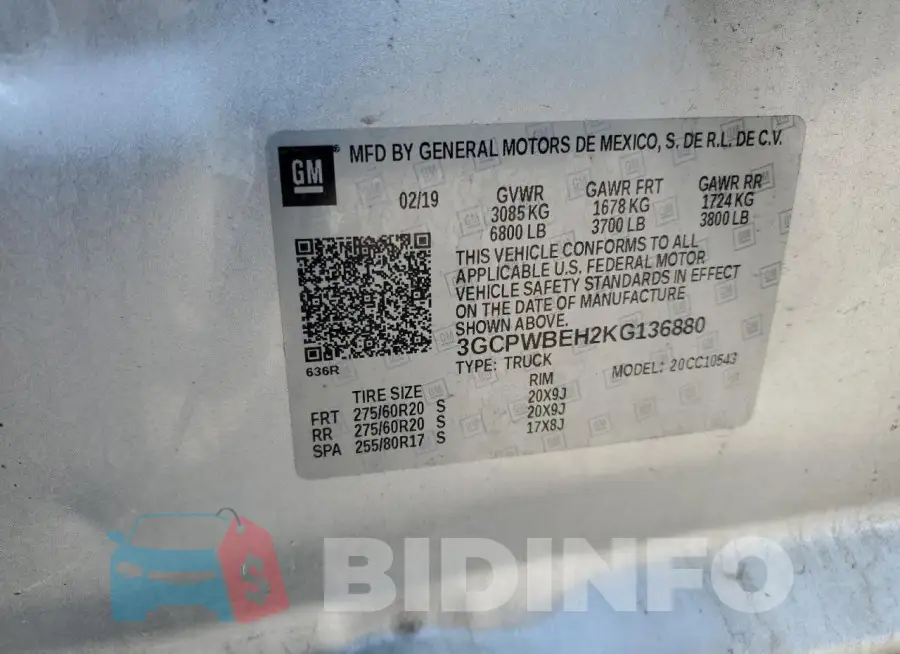3GCPWBEH2KG136880 Photo# 12