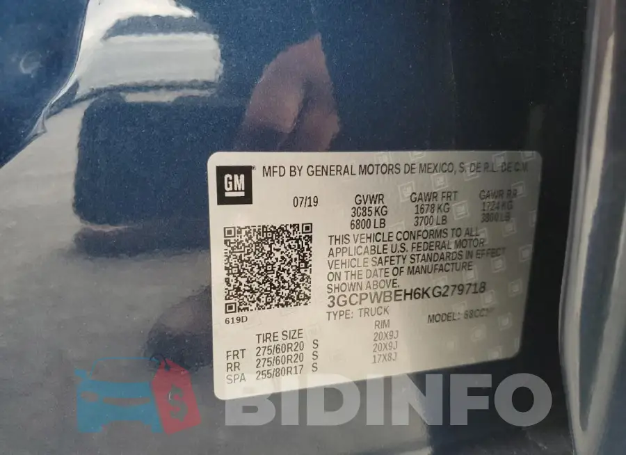 3GCPWBEH6KG279718 Photo# 12