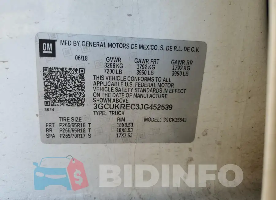 3GCUKREC3JG452539 Photo# 12