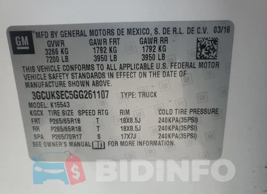 3GCUKSEC5GG261107 Photo# 12