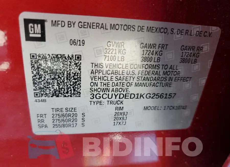 3GCUYDED1KG256157 Photo# 13