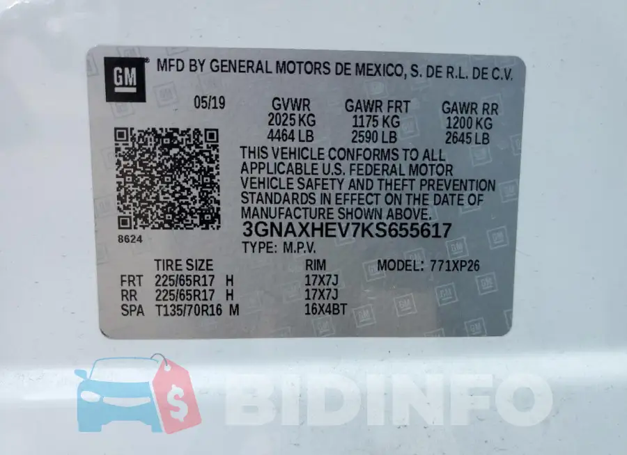 3GNAXHEV7KS655617 Photo# 14