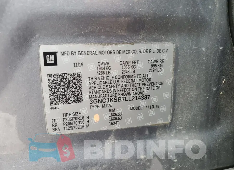 3GNCJKSB7LL214387 Photo# 14