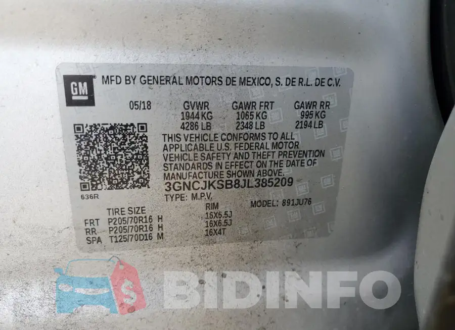 3GNCJKSB8JL385209 Photo# 14