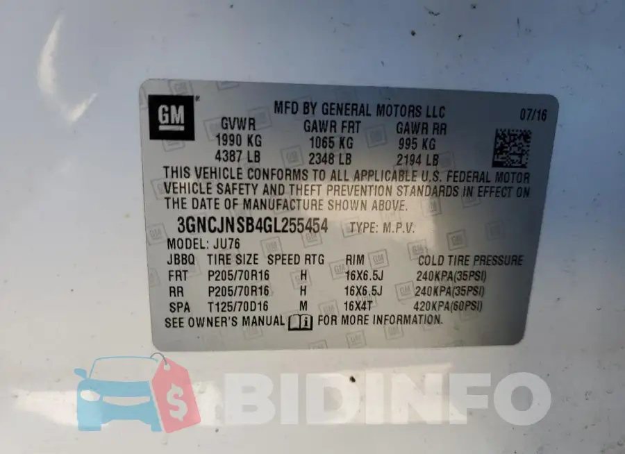 3GNCJNSB4GL255454 Photo# 13