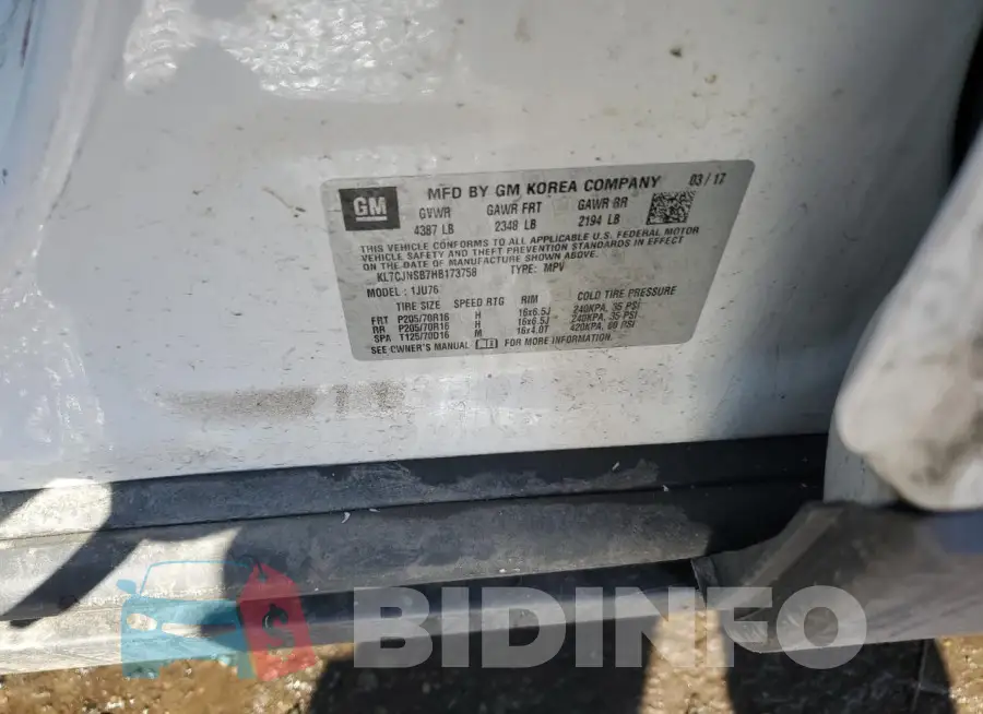 KL7CJNSB7HB173758 Photo# 13