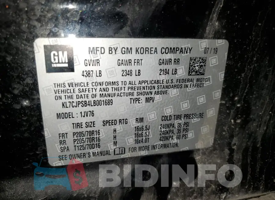 KL7CJPSB4LB001689 Photo# 14