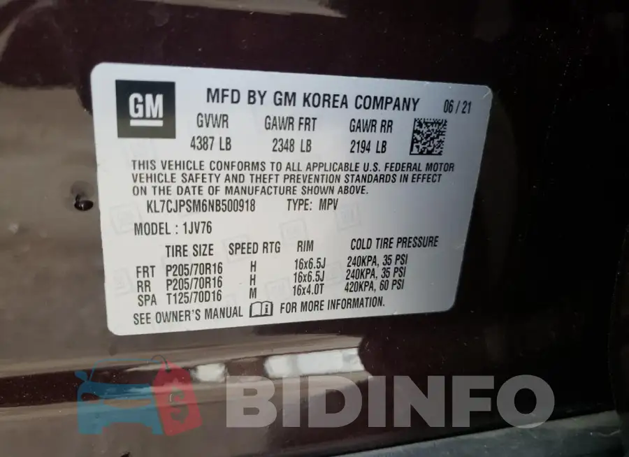 KL7CJPSM6NB500918 Photo# 13