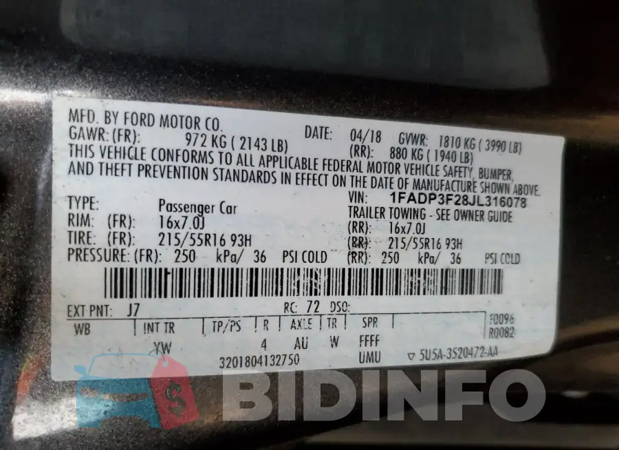 1FADP3F28JL316078 Photo# 12