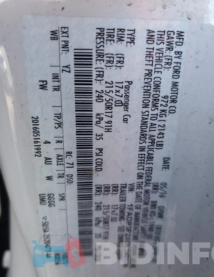 1FADP3F2XGL340116 Photo# 12