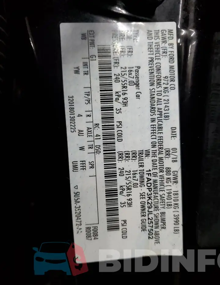 1FADP3K29JL257502 Photo# 12