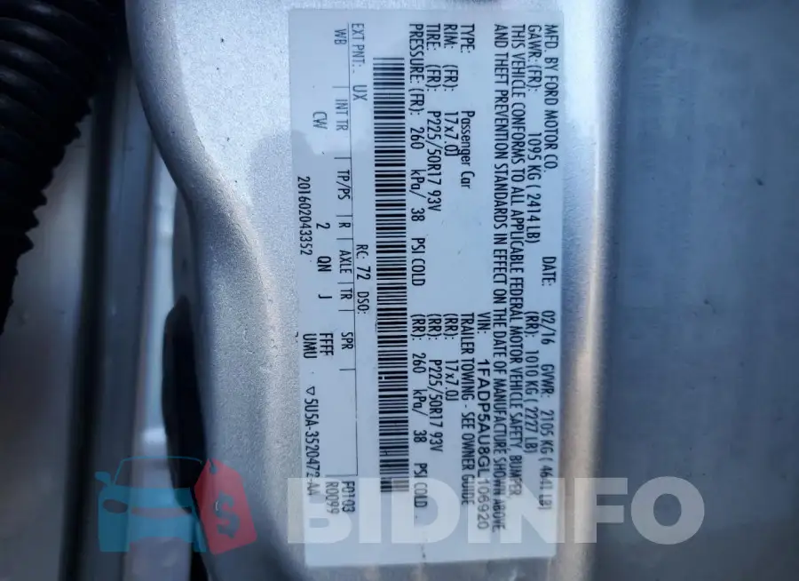 1FADP5AU8GL106920 Photo# 13