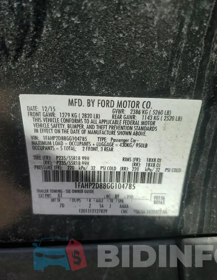 1FAHP2D88GG104785 Photo# 12