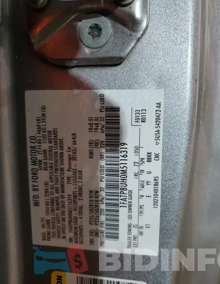 1FATP8UH0M5116319 Photo# 12
