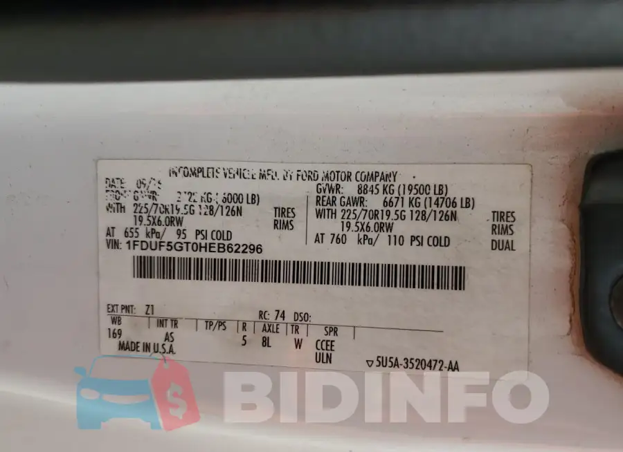 1FDUF5GT0HEB62296 Photo# 12