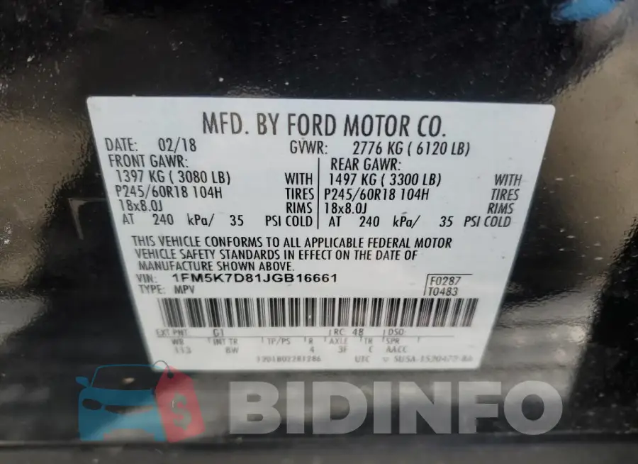 1FM5K7D81JGB16661 Photo# 13
