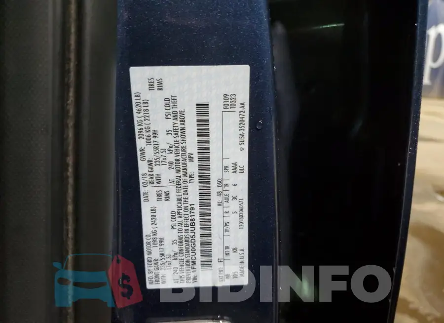 1FMCU0GD5JUB81791 Photo# 13