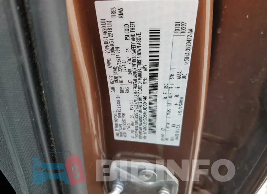 1FMCU0GD6HUD30140 Photo# 13