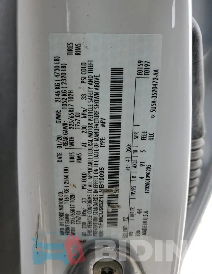 1FMCU9BZ1LUB10095 Photo# 13