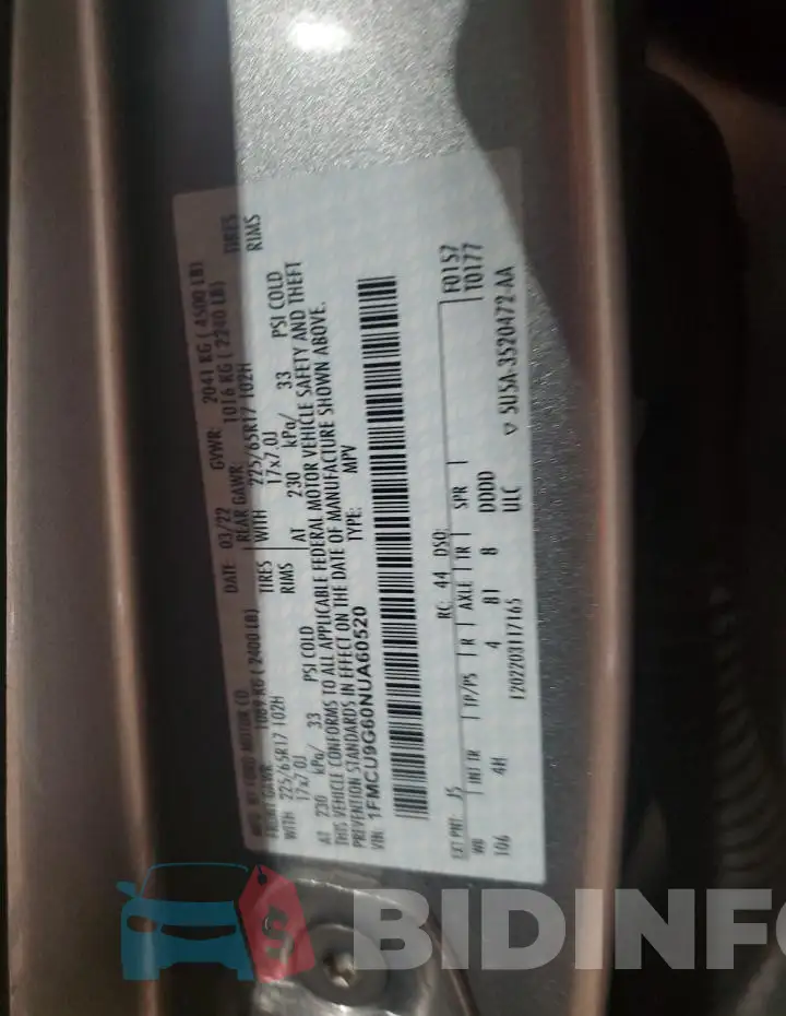 1FMCU9G60NUA60520 Photo# 13