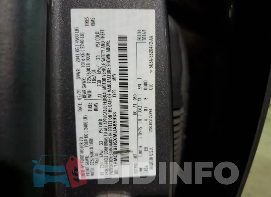 1FMCU9H6XMUA65933 Photo# 13