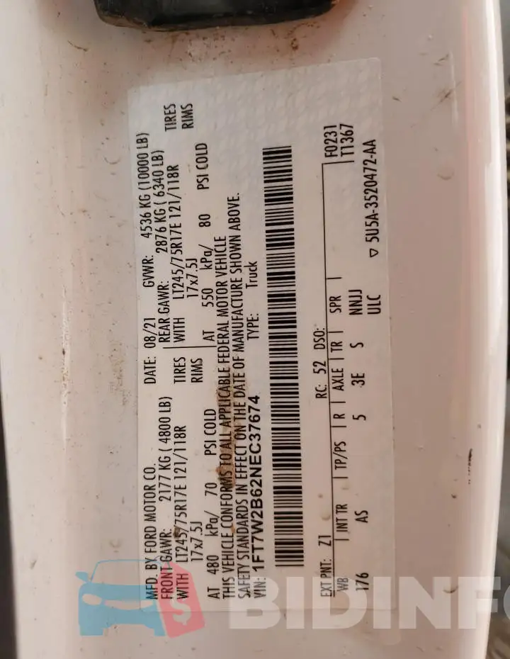 1FT7W2B62NEC37674 Photo# 12