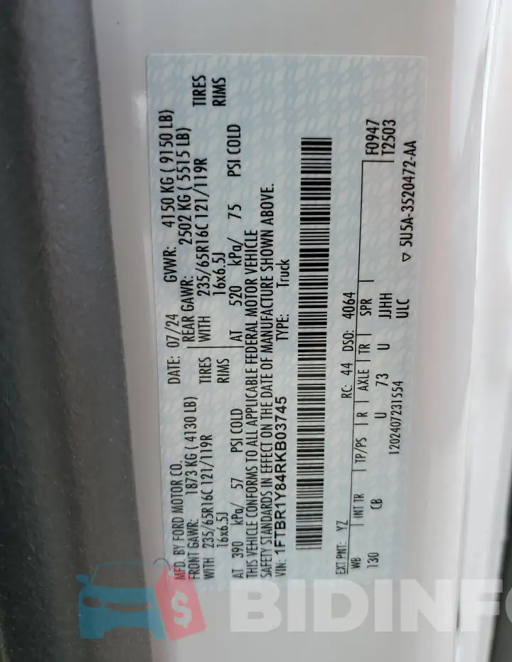 1FTBR1Y84RKB03745 Photo# 14