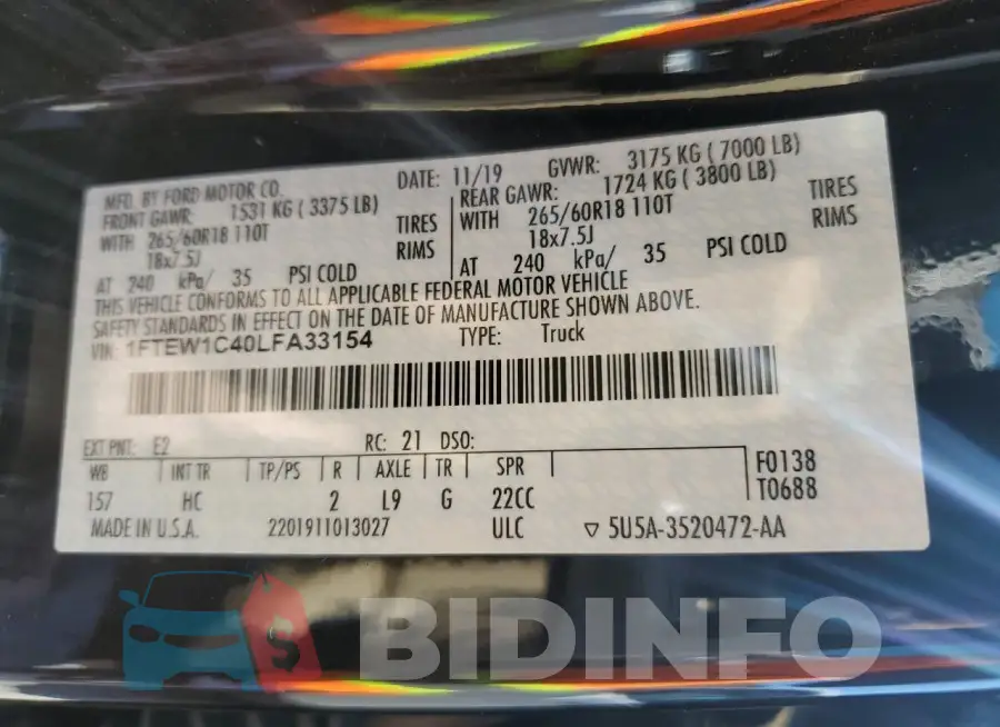 1FTEW1C40LFA33154 Photo# 12