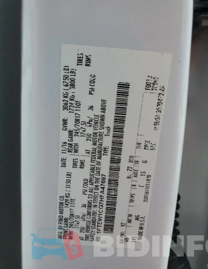 1FTEW1CG7HFA47697 Photo# 12