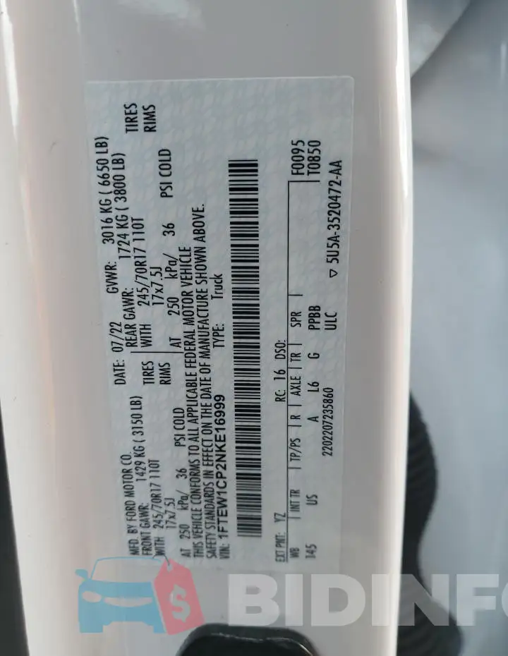 1FTEW1CP2NKE16999 Photo# 12