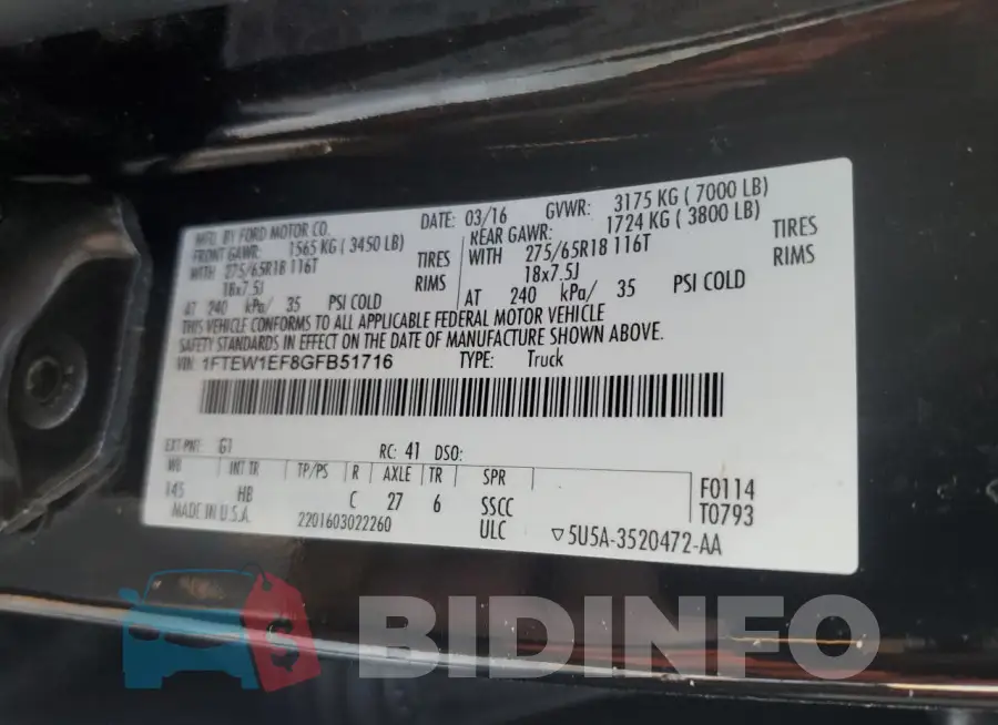 1FTEW1EF8GFB51716 Photo# 13