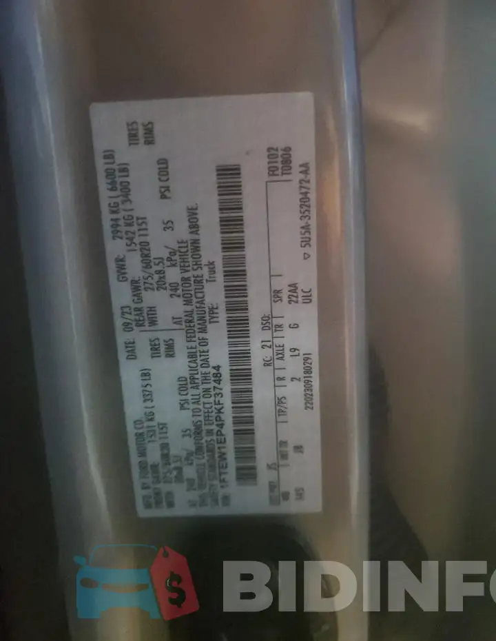 1FTEW1EP4PKF37484 Photo# 13