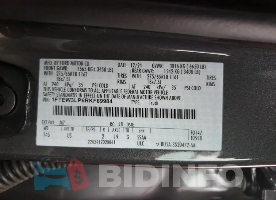 1FTEW3LP6RKF69984 Photo# 12