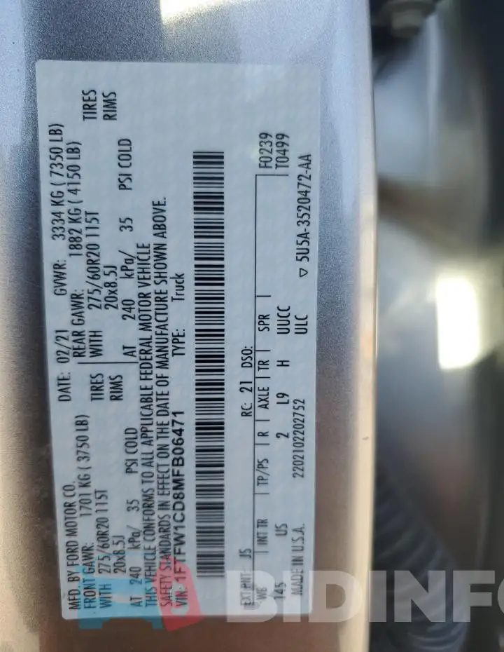1FTFW1CD8MFB06471 Photo# 13