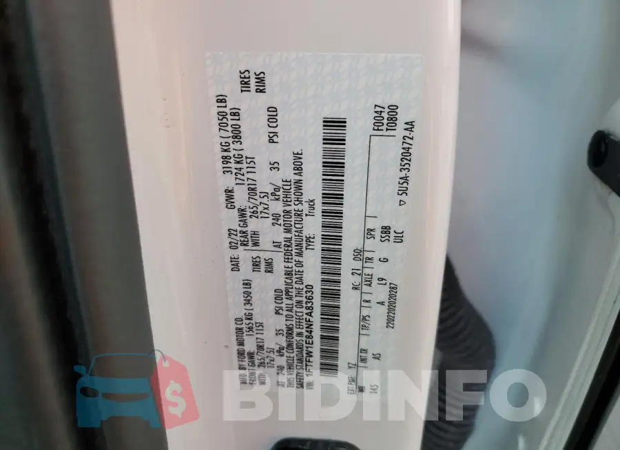 1FTFW1E84NFA83630 Photo# 12